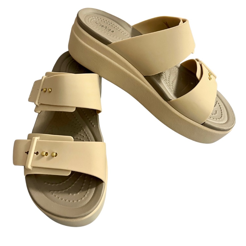 Literide by Crocs Wedge Sandals Size 7 Beige Tan